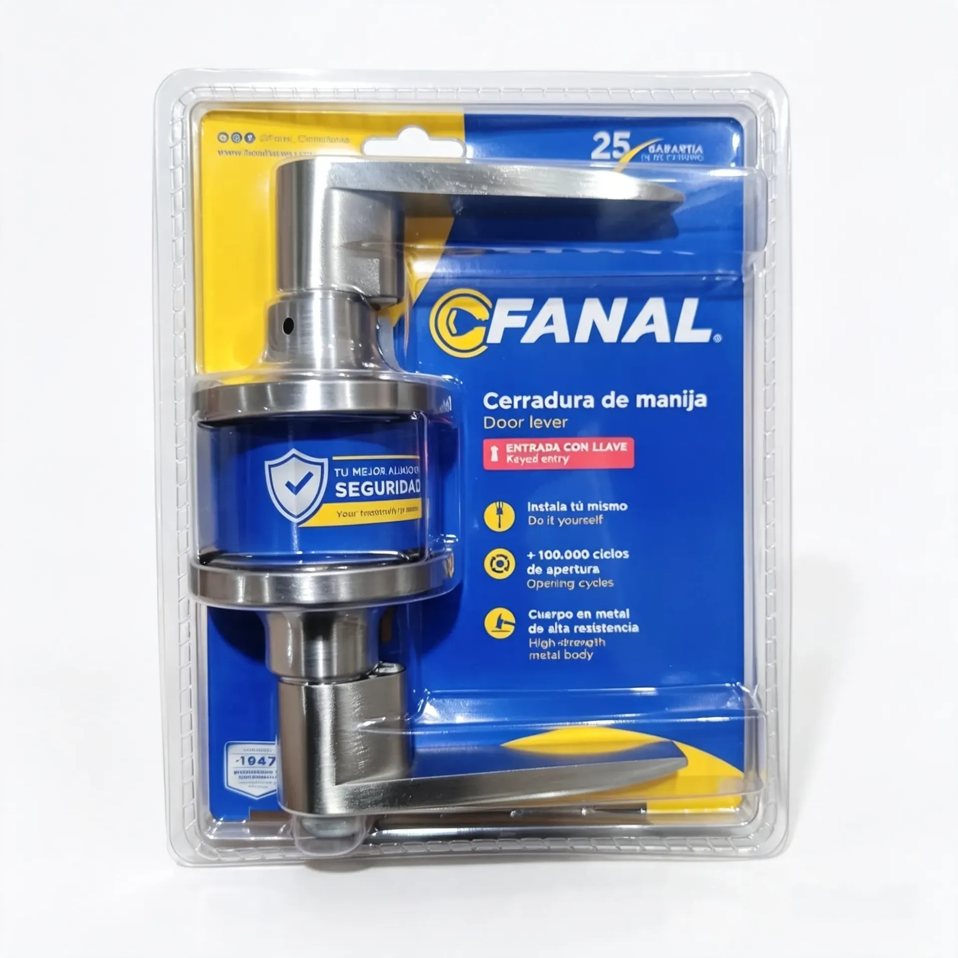 CERRADURA MANIJA DORMITORIO SATIN FANAL CON LLAVE