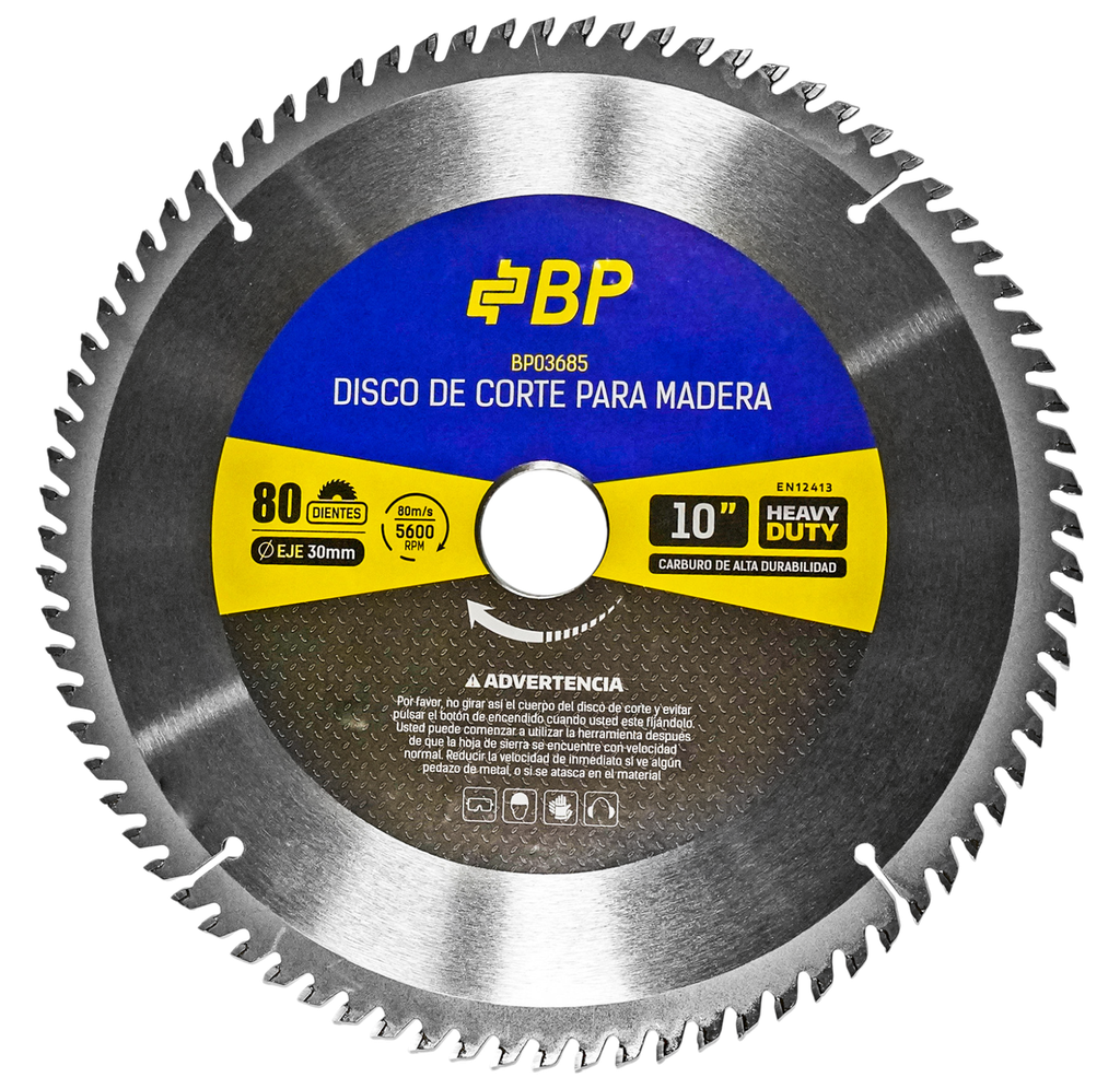 DISCO CORTE MADERA 10" X 80 DIENTES EJE 30MM