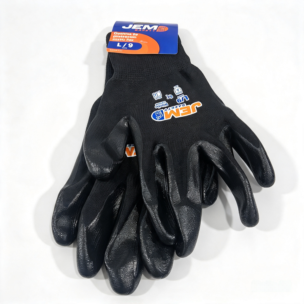 GUANTES COLOR NEGRO C/NITRILO TALLA "L"